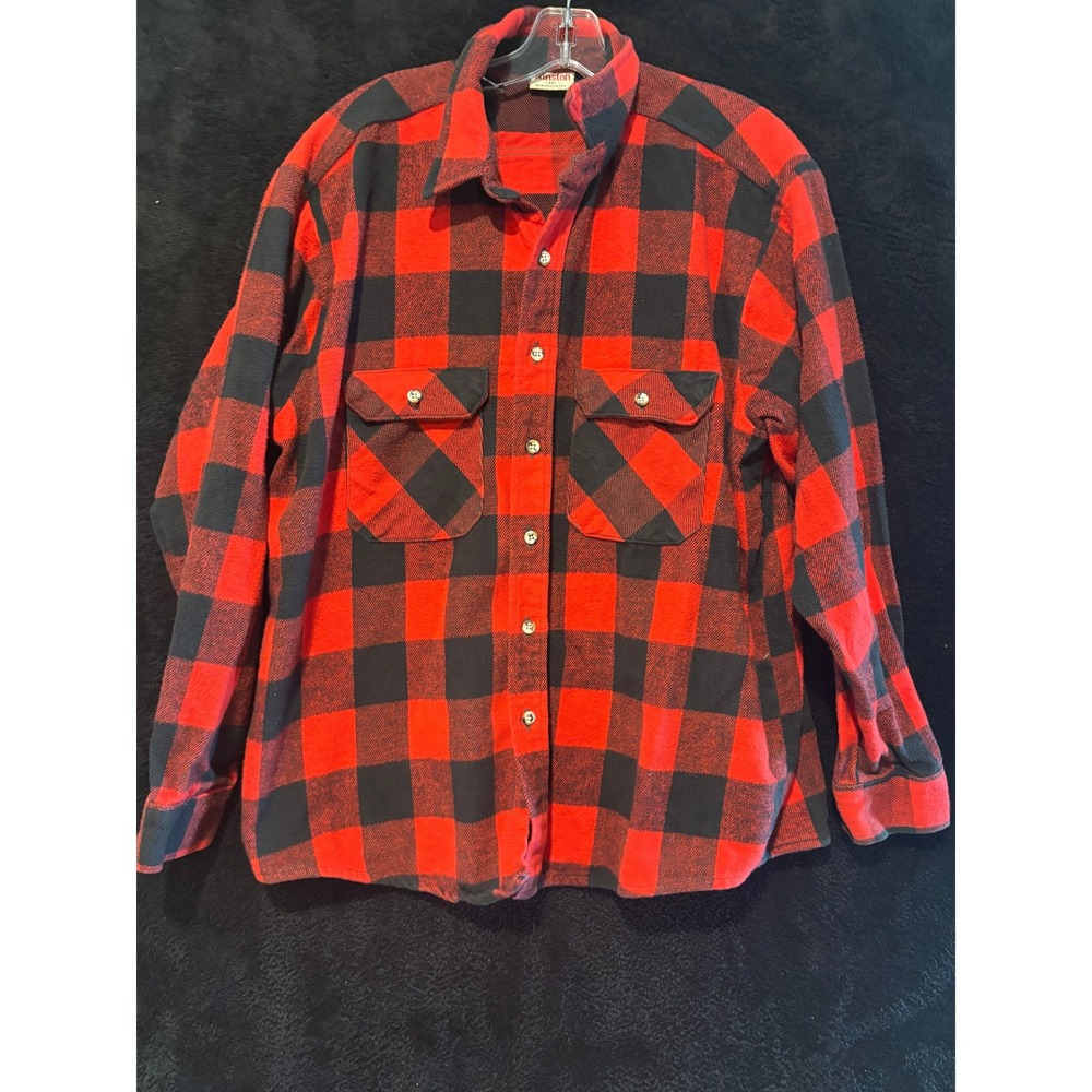 Mens Winston XL Red Black Buffalo Plaid Flannel Shirt Button Up‎ Long Sleeve